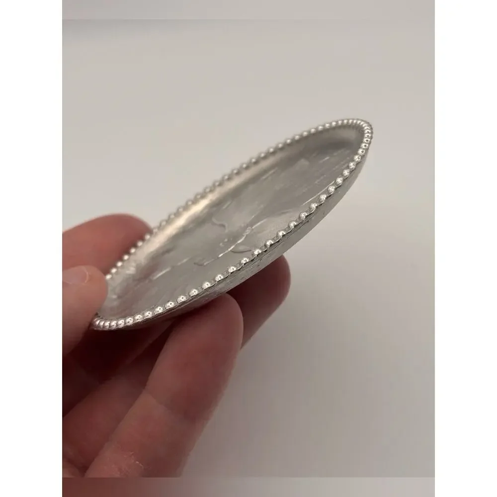 Set of 10 Vintage Floral Embossed Aluminum Metal Drink Coasters